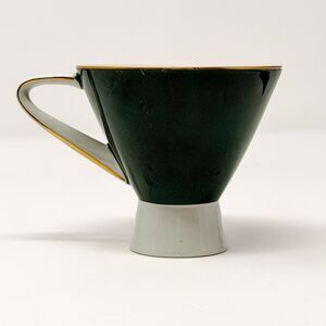 Narumi Green Footed Tea Cup Gold Rim Bone China Art Deco Vintage Japan